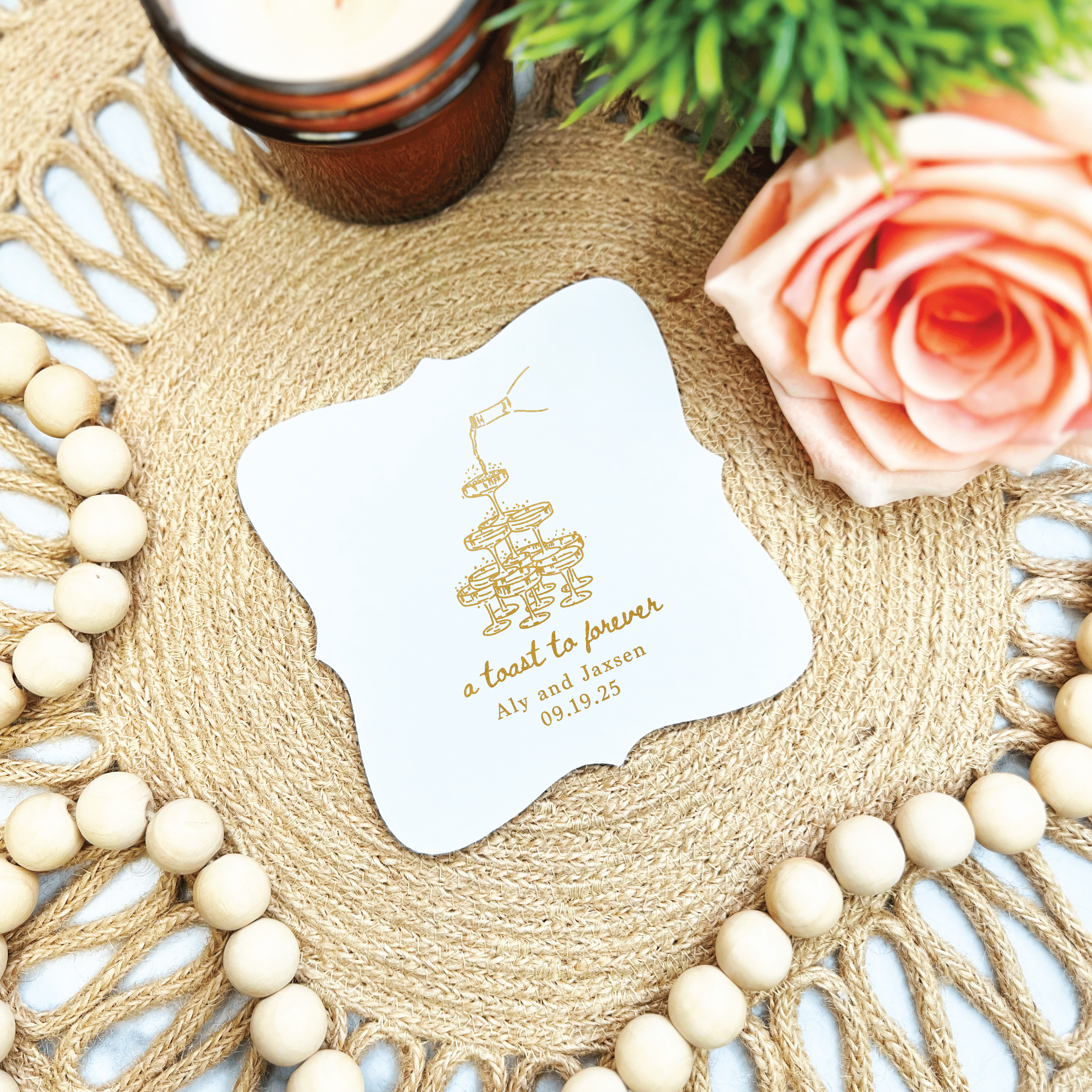 A Toast to Forever Personalized Wedding Coasters - Coasters