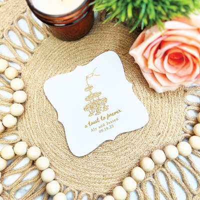 A Toast to Forever Personalized Wedding Coasters