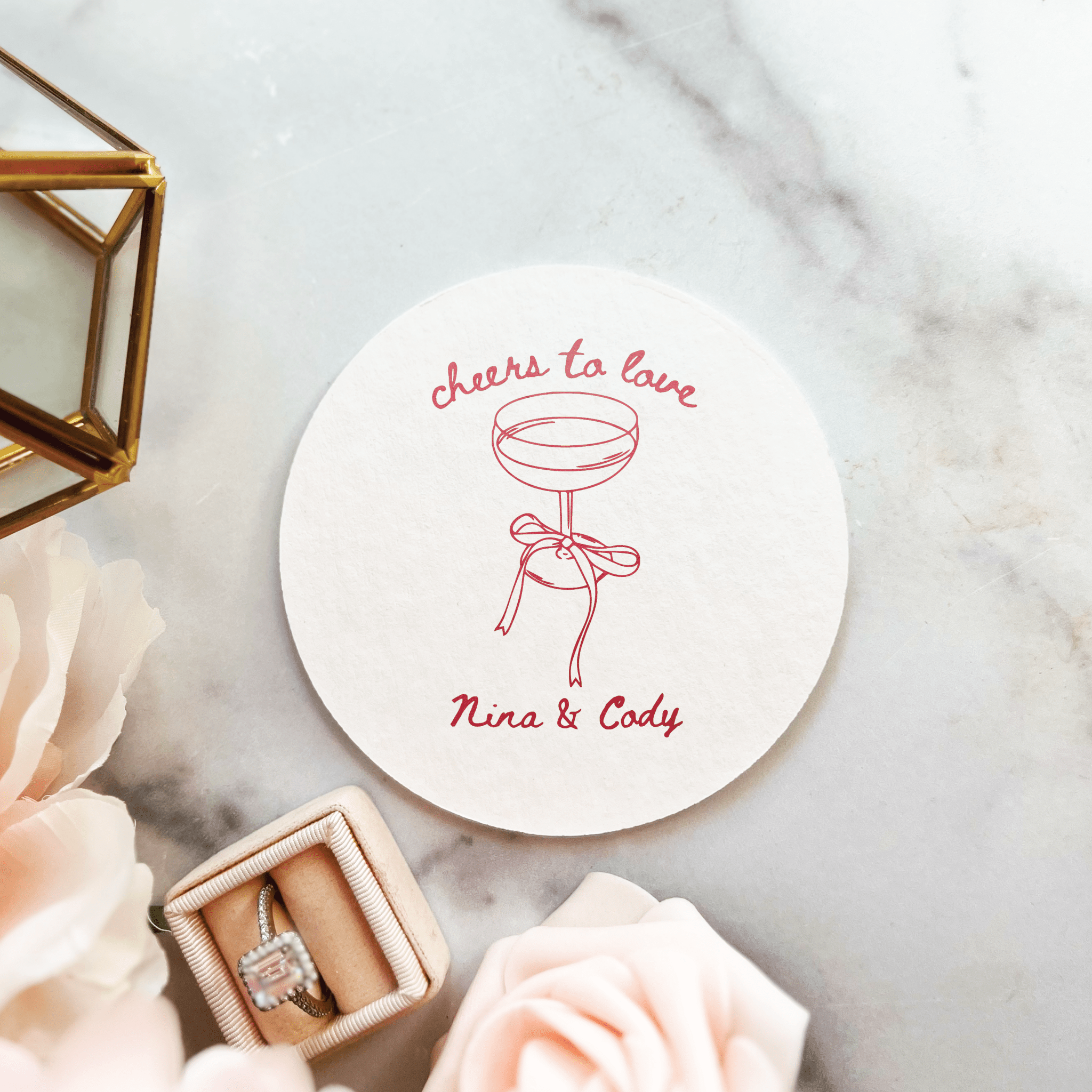 Cheers to Love Personalized Wedding Coasters - Coasters