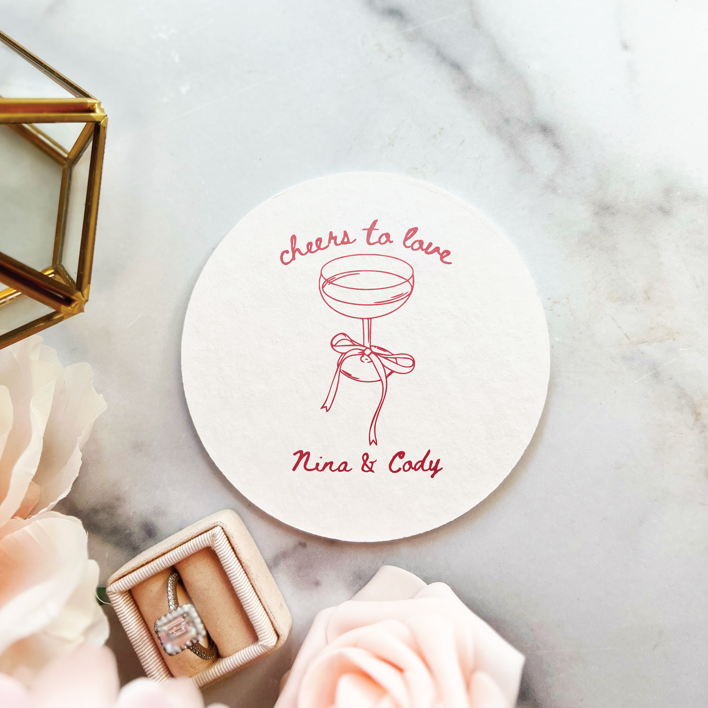 Cheers to Love Personalized Wedding Coasters