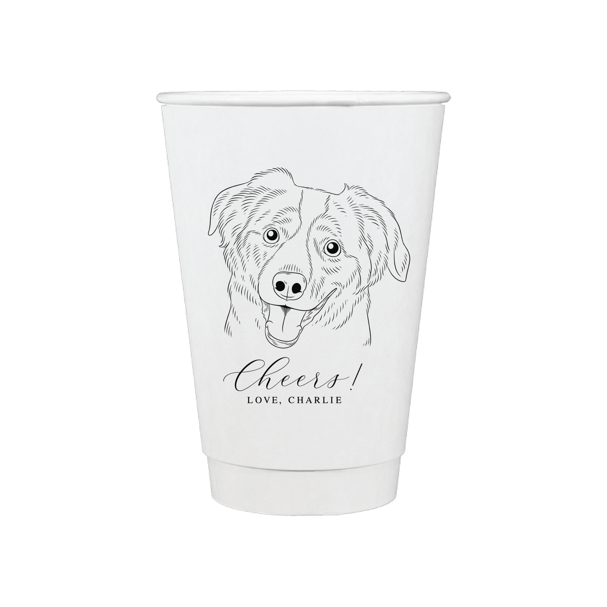 Cheers Wedding Paper Cups with Custom Pet Illustration - Cup - Paper Cup - Dog