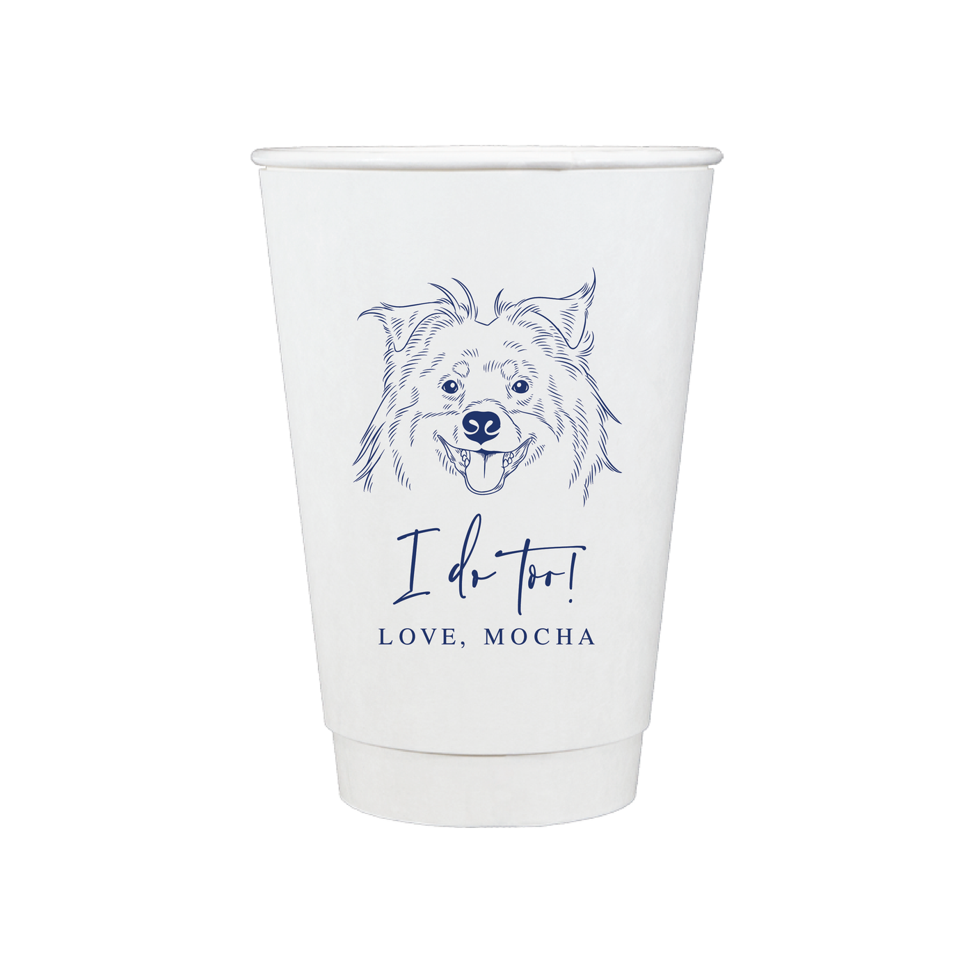 I Do Too Wedding Paper Cups with Custom Pet Design