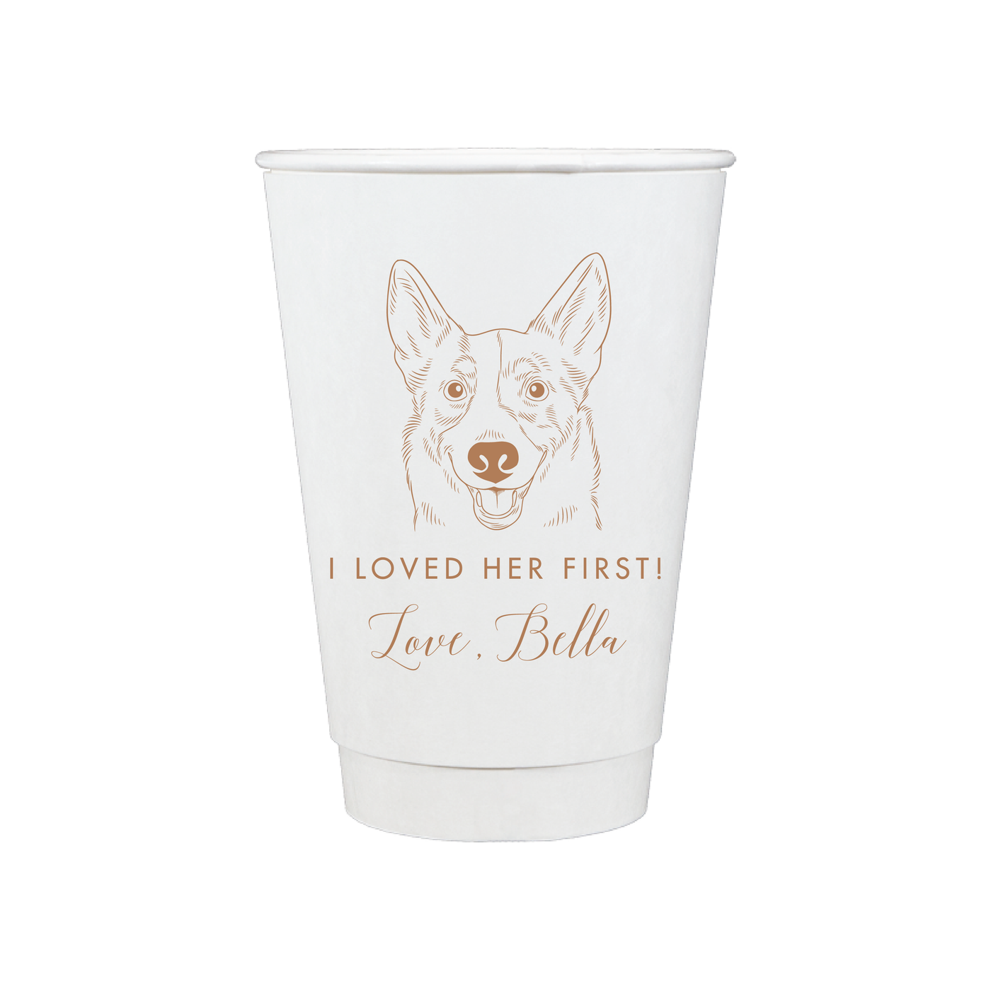 I Loved Her First Wedding Paper Cups with Custom Pet Design