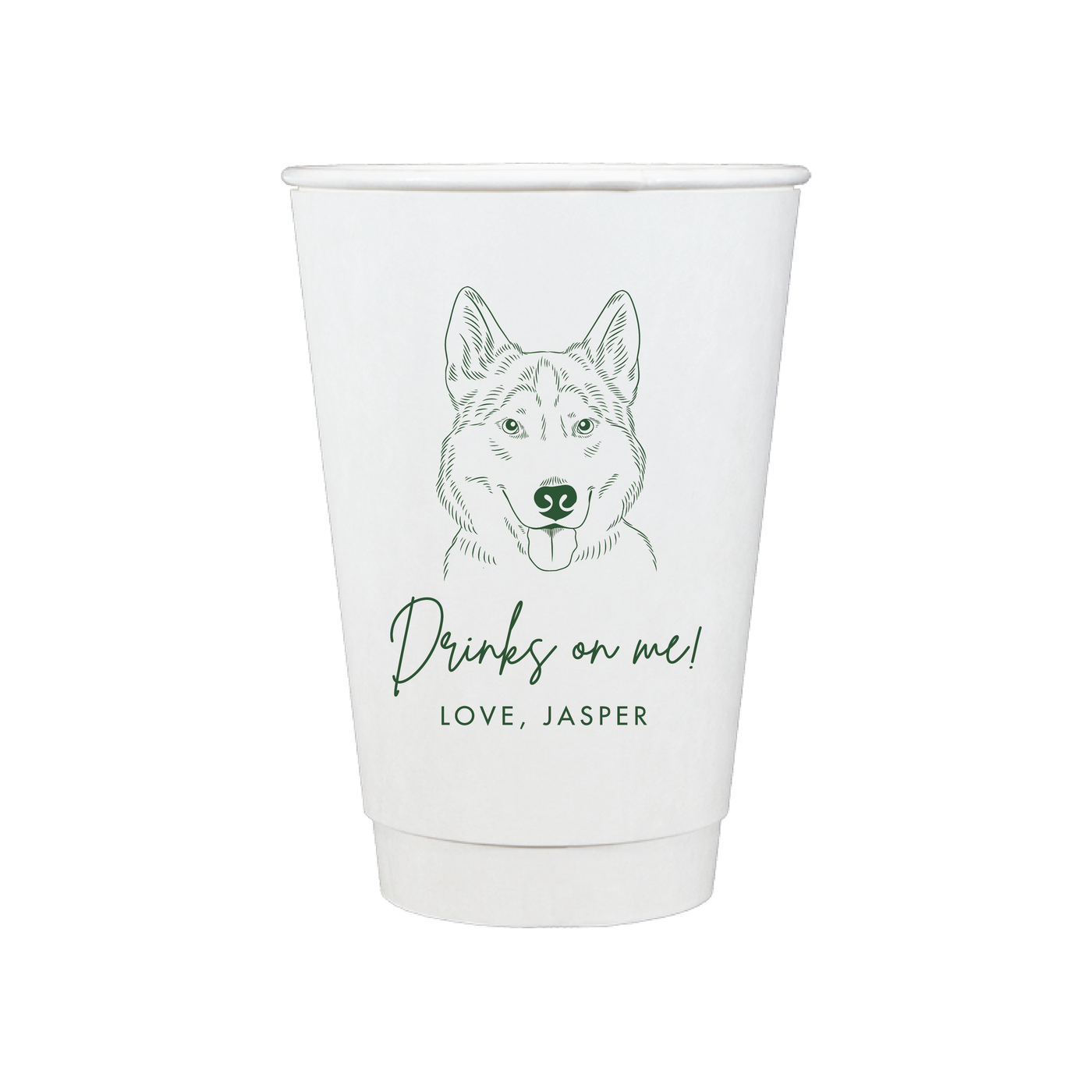 Wedding Paper Cups with Custom Dog Design