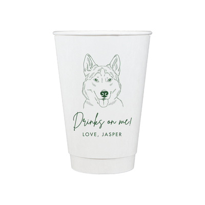 Wedding Paper Cups with Custom Dog Design