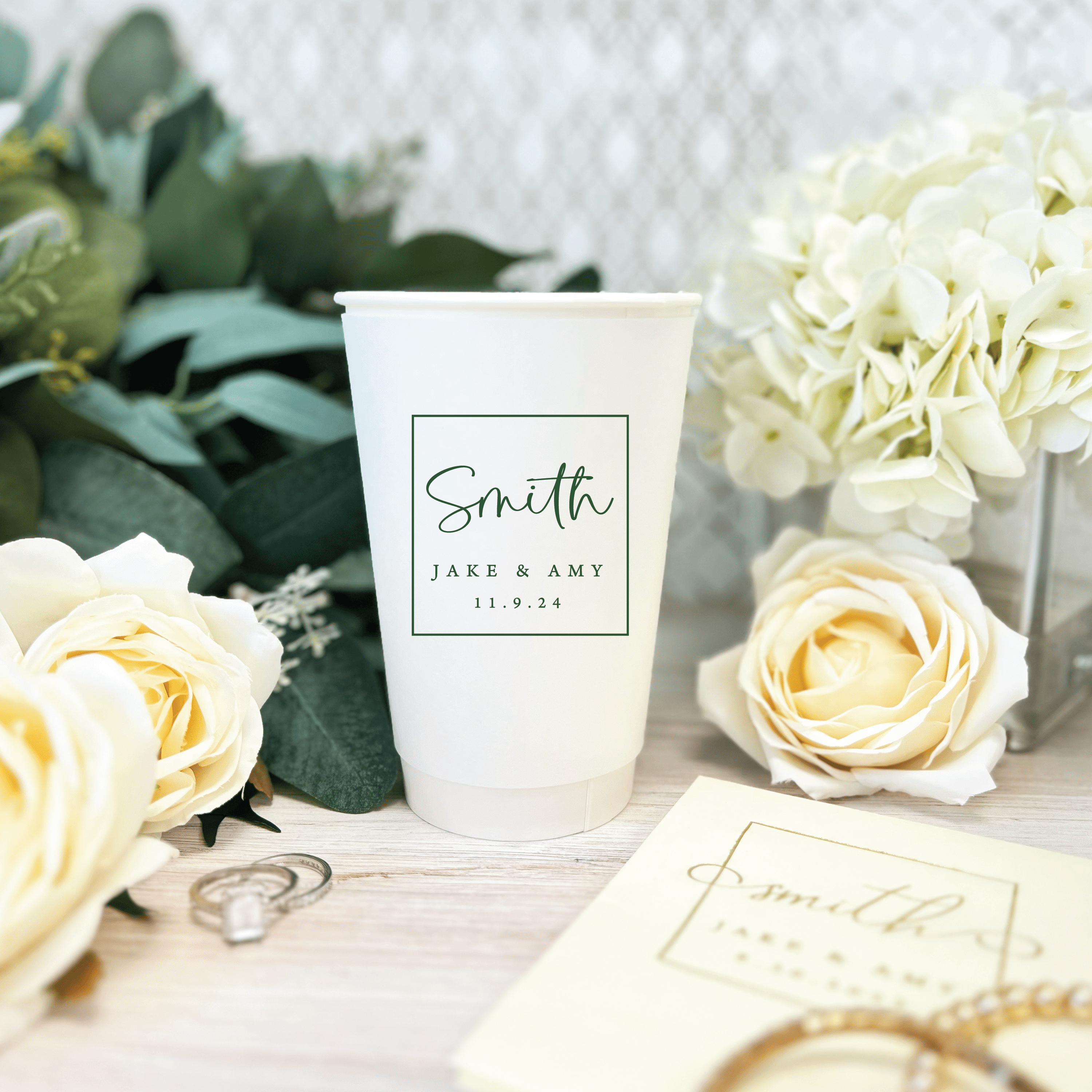 Square Monogram Personalized Wedding Paper Cups - Cup - Paper Cup