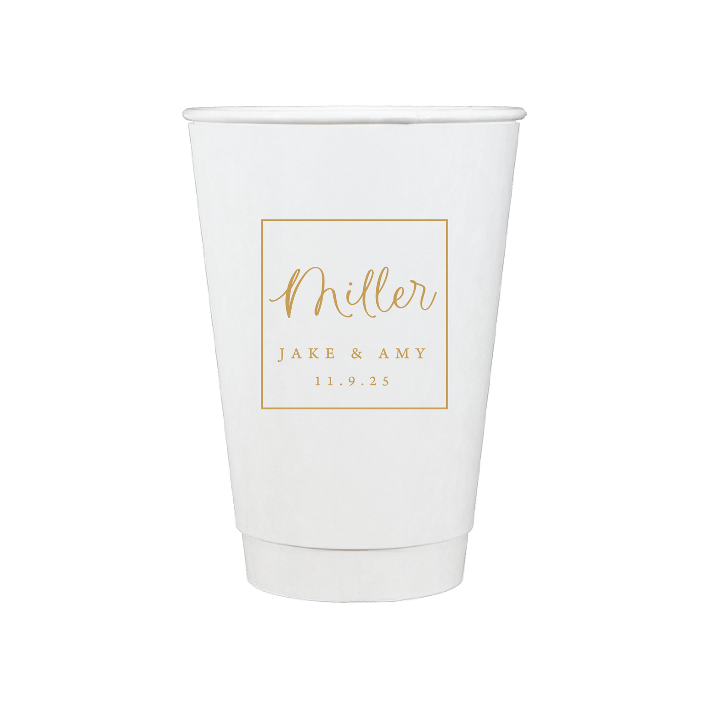 Square Monogram Personalized Wedding Paper Cups