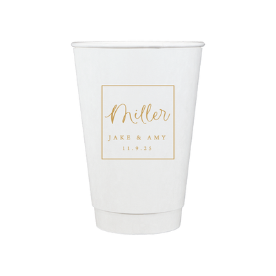 Square Monogram Personalized Wedding Paper Cups