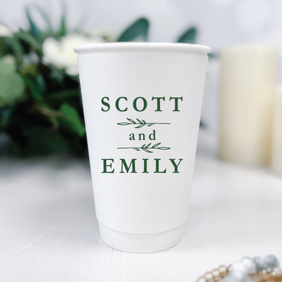 Custom Monogram Personalized Wedding Paper Cups