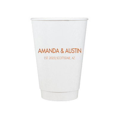 Custom Monogram Personalized Wedding Paper Cups