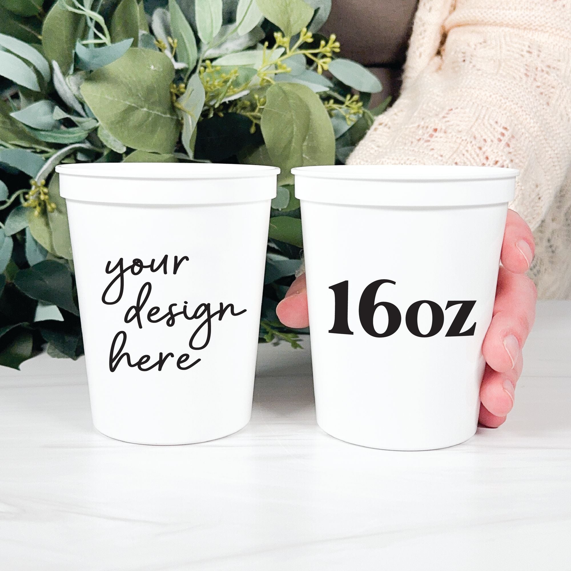 Personalized Stadium Wedding Cups Design Your Own 16oz White with Script Font – Rubi and Lib