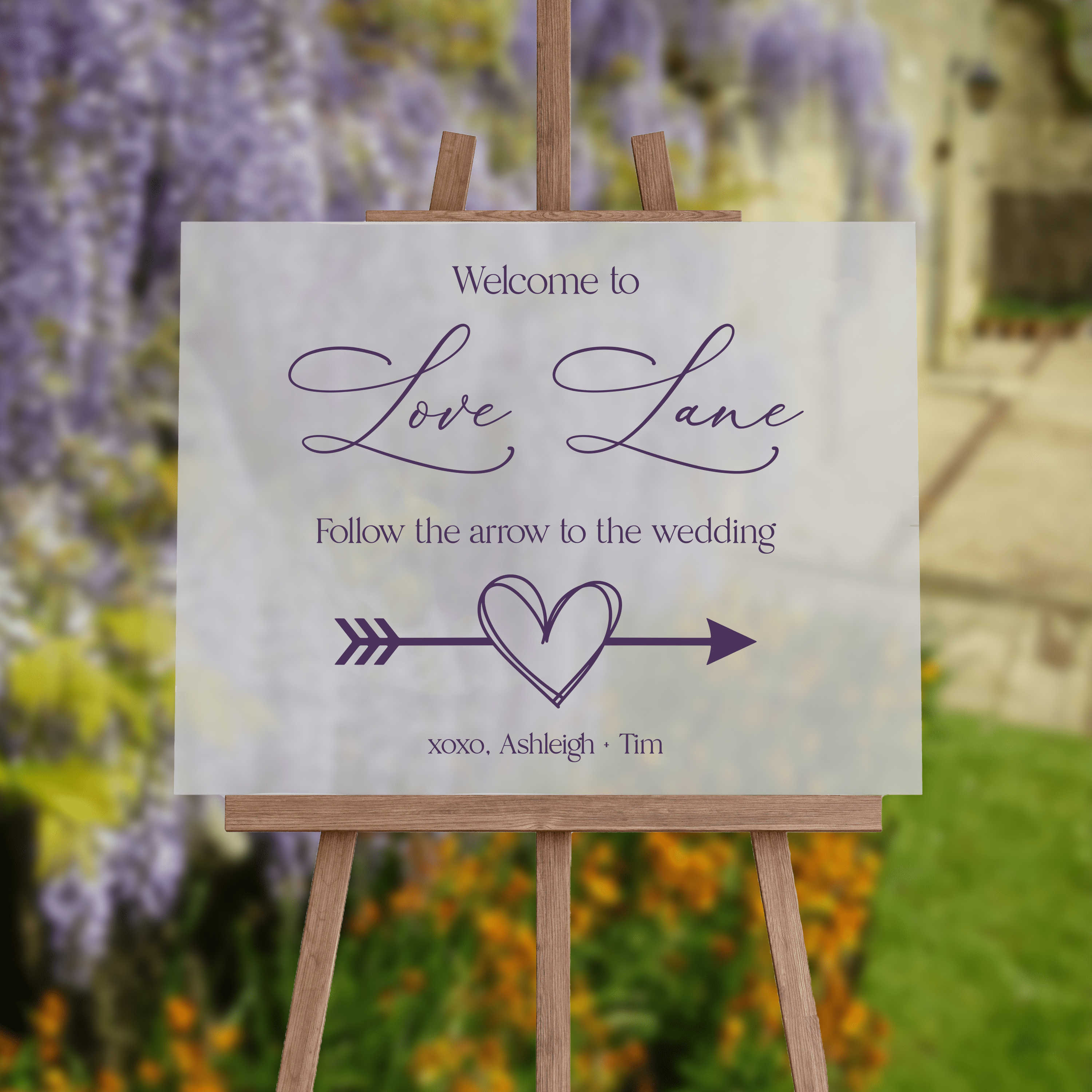 Whimsical Heart Directional Wedding Ceremony Sign - Welcome Sign