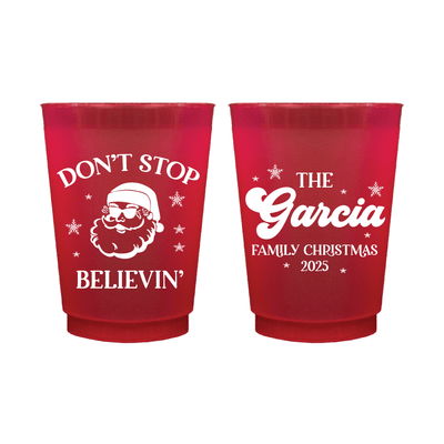 Don’t Stop Believin’ Red Christmas Shatterproof Cups