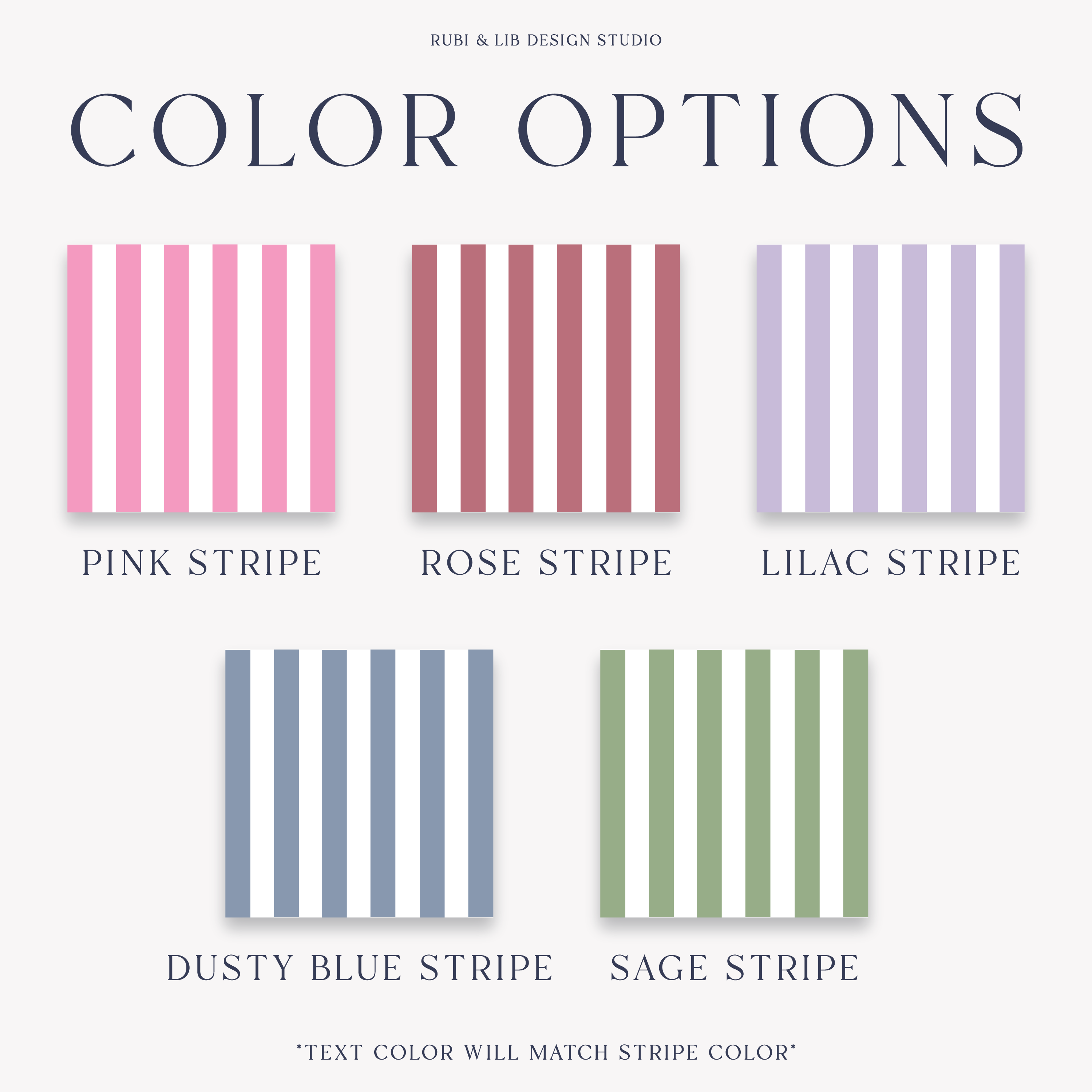 Striped champagne tower bachelorette banner - Printify color chart showing available stripe and text color options