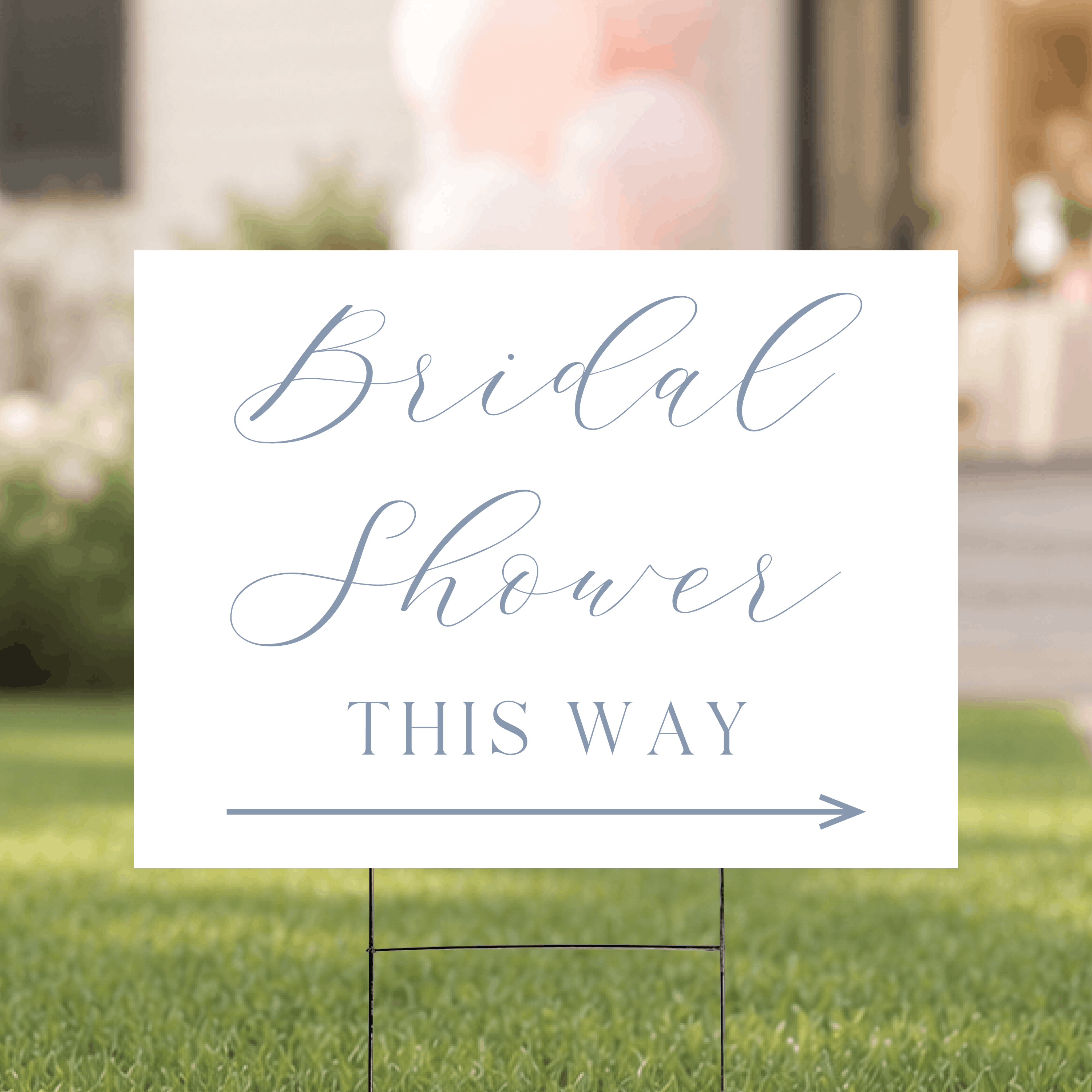 Modern script bridal shower yard sign detail view