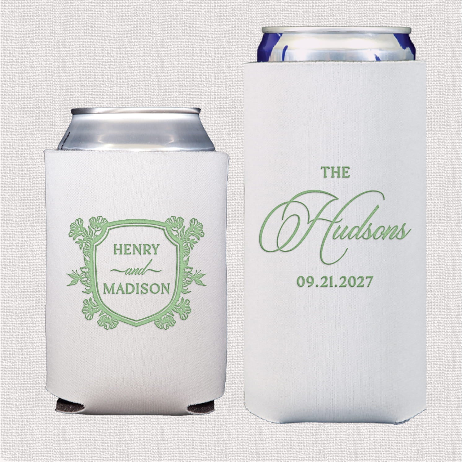 Floral Toile Wedding Bundle - personalized standard and slim can coolers main photo