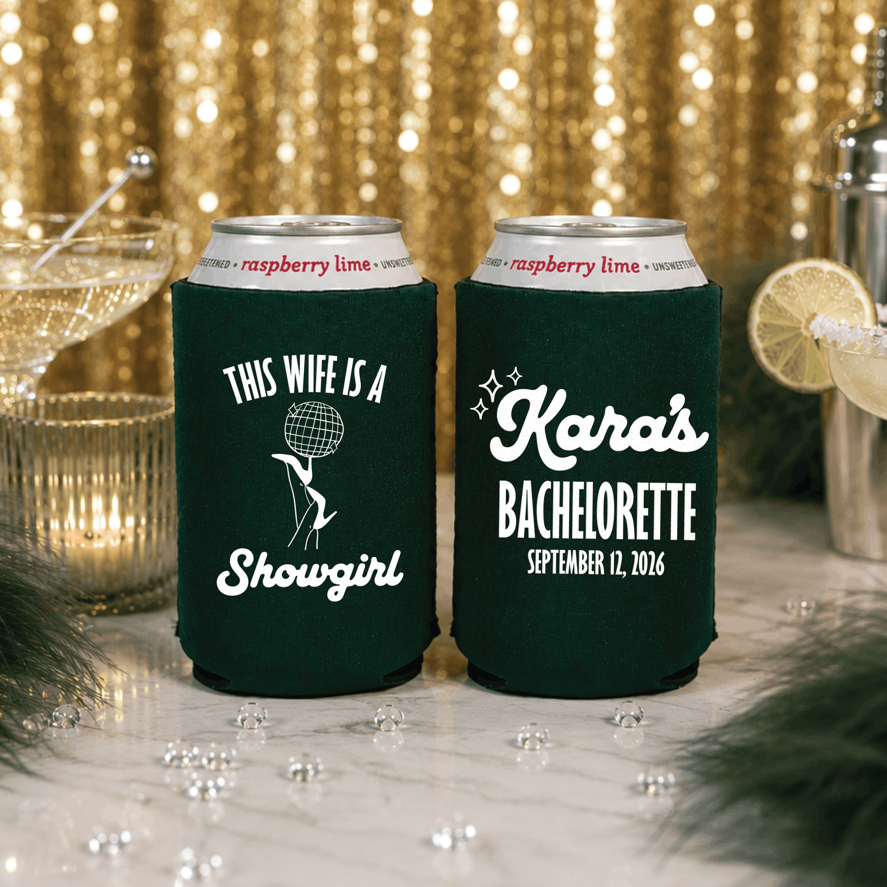 This Wife Is A Showgirl personalized bachelorette can cooler color option
