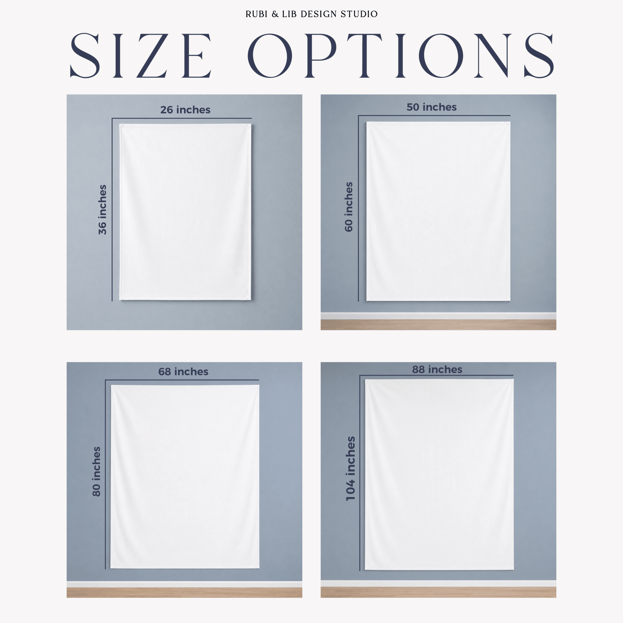 Tapestry banner size guide and hanging instructions for bachelorette party decor