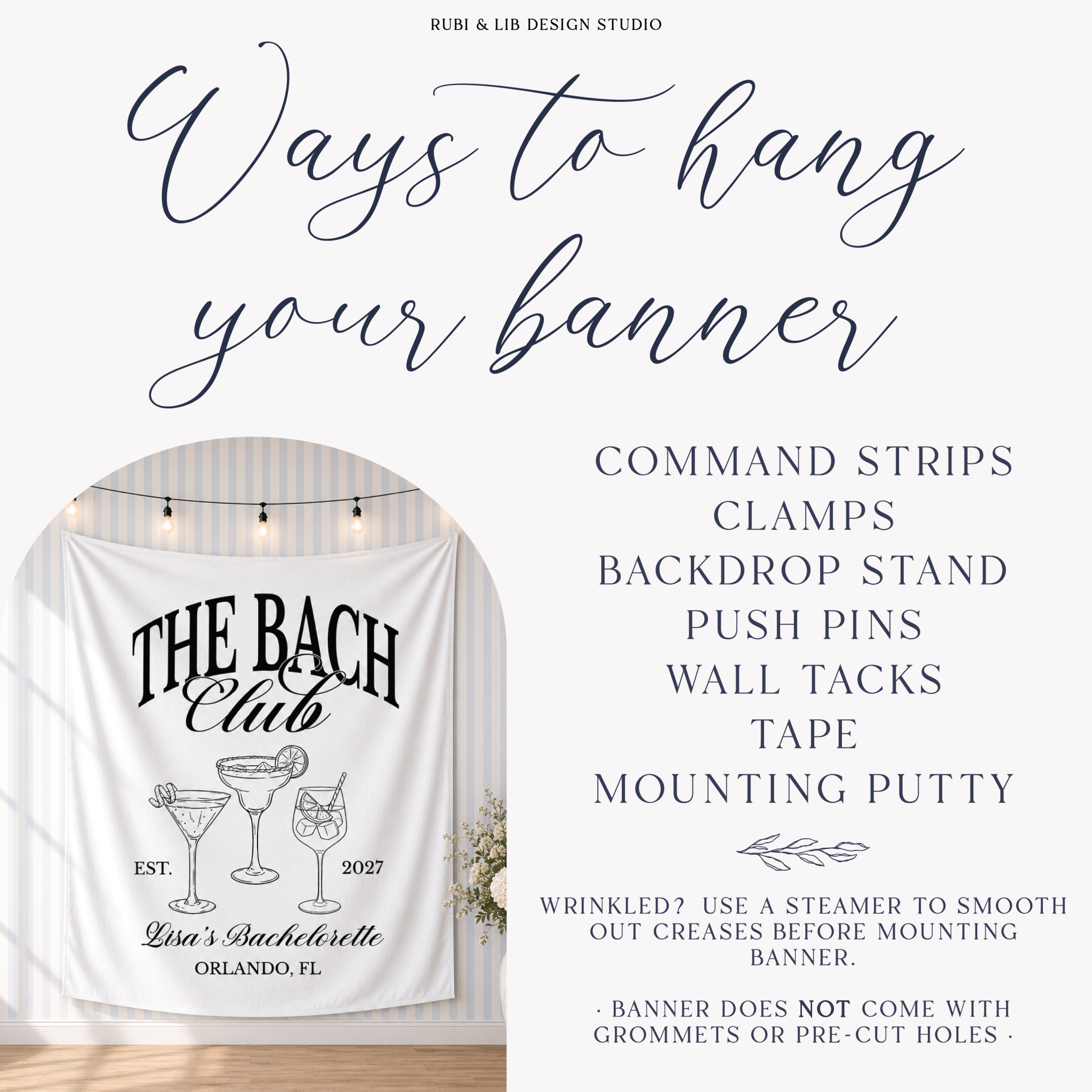Custom doodle style bachelorette banner - available color and text options banner graphic