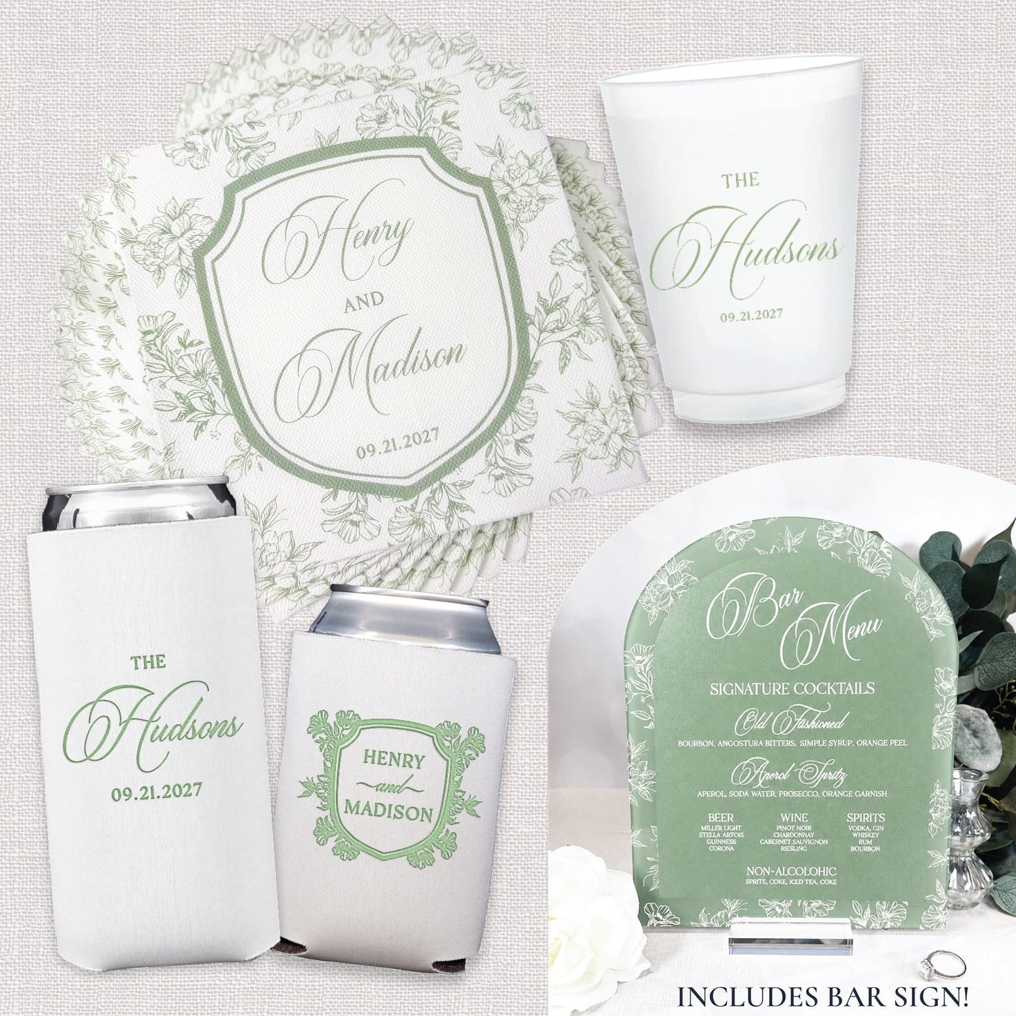 Floral Toile Luxe Bundle - complete wedding bar suite main photo