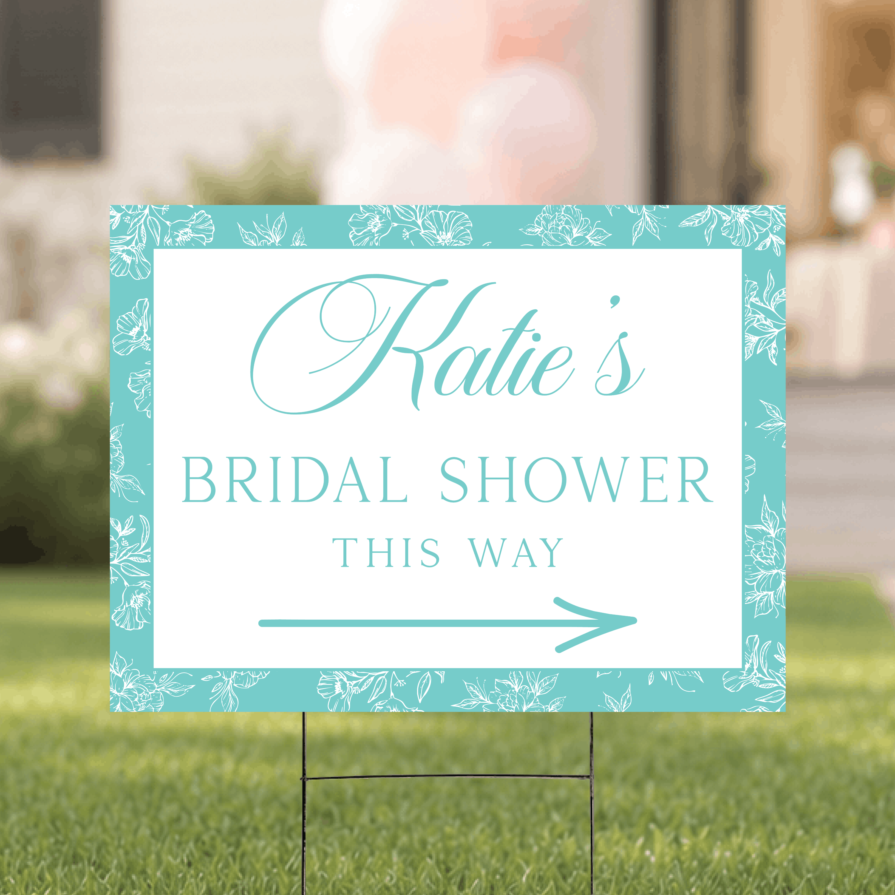Floral bridal shower directional yard sign detail view
