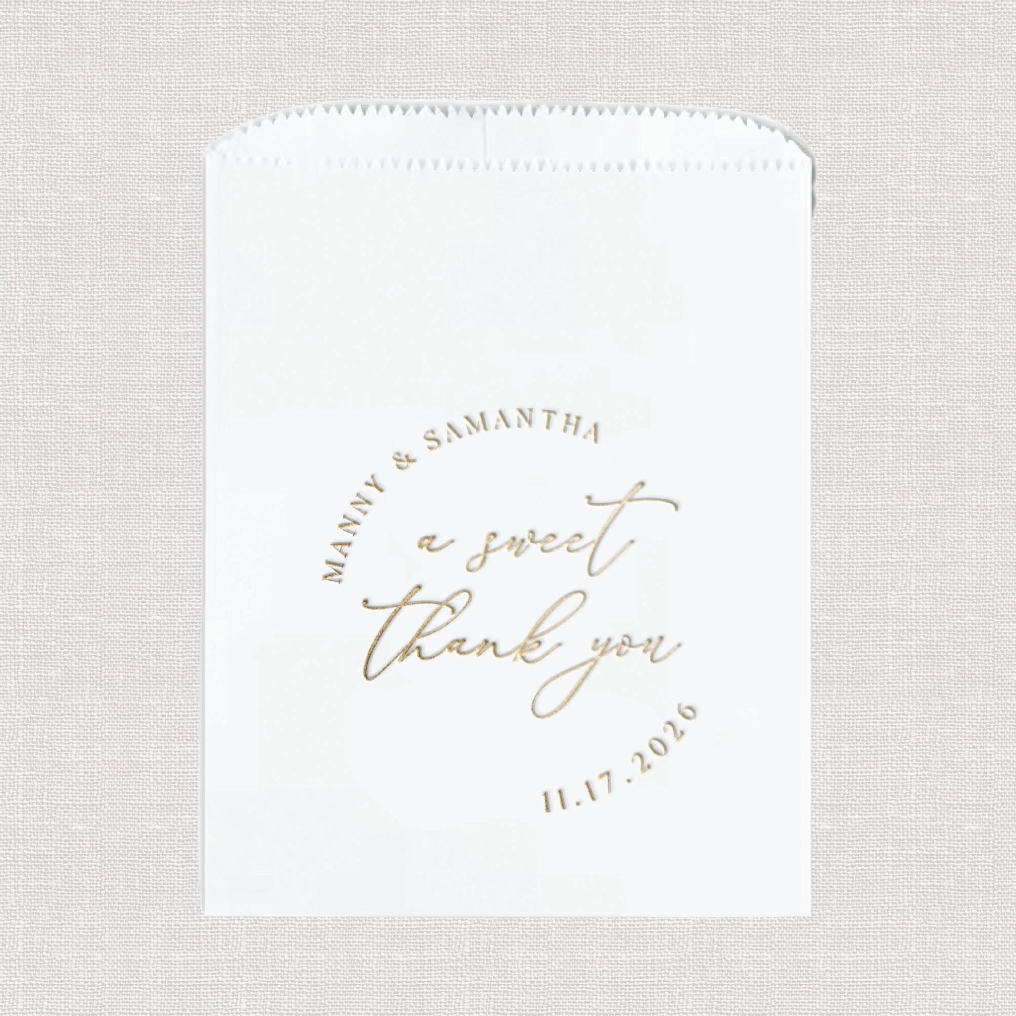 A Sweet Thank You Custom Foil Wedding Treat Bags