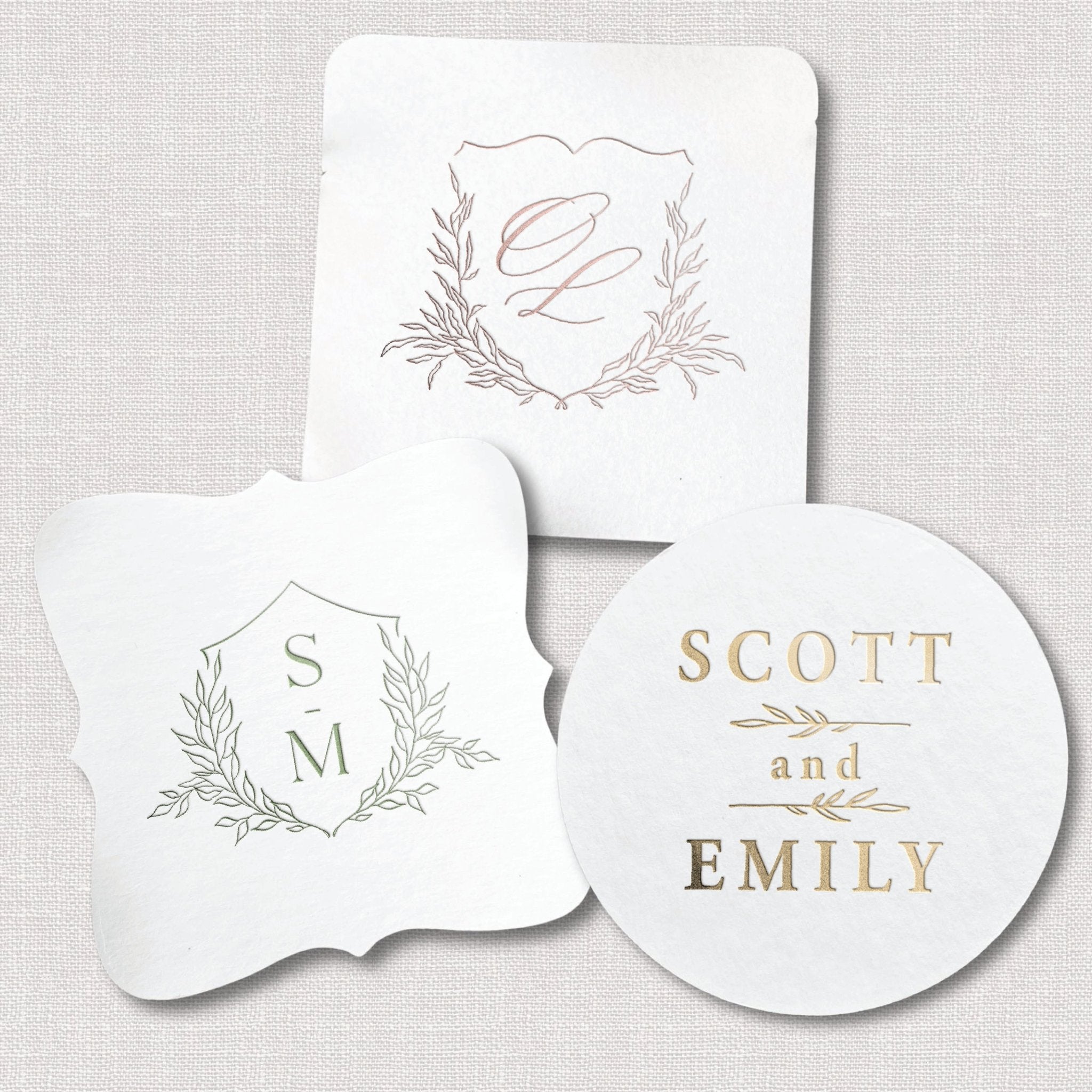 Floral Monogram Personalized Wedding Coasters
