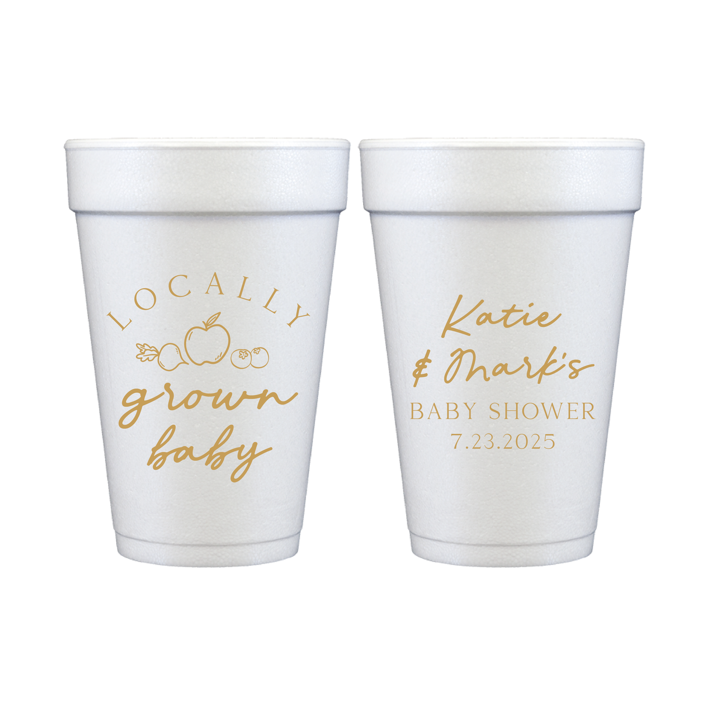 Locally Grown Baby Shower Foam Cups