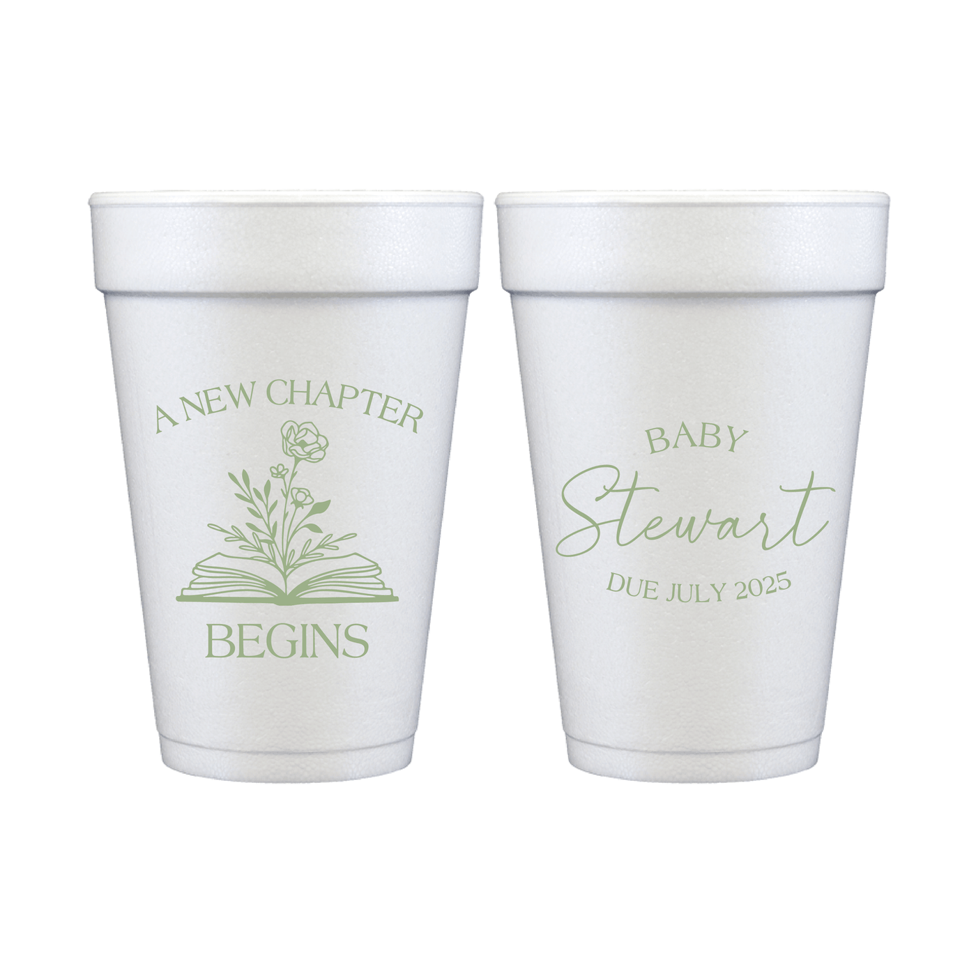 A New Chapter Begins Baby Shower Foam Cups