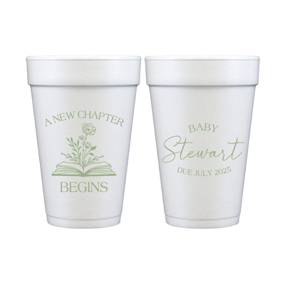 A New Chapter Begins Baby Shower Foam Cups