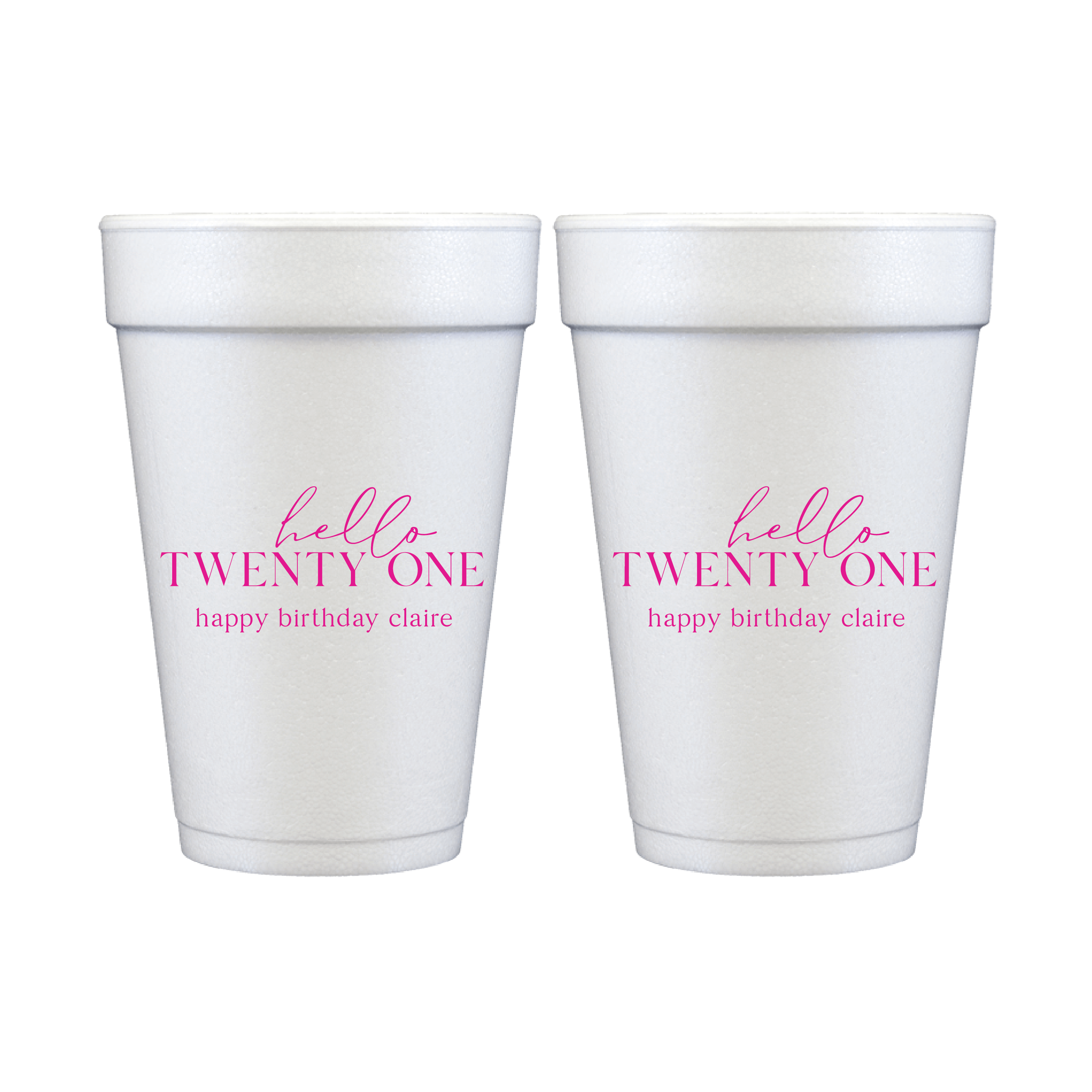 Hello Twenty-One Birthday Foam Cups