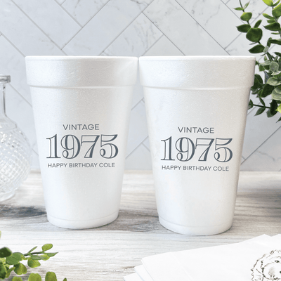 Vintage Birthday Foam Cups