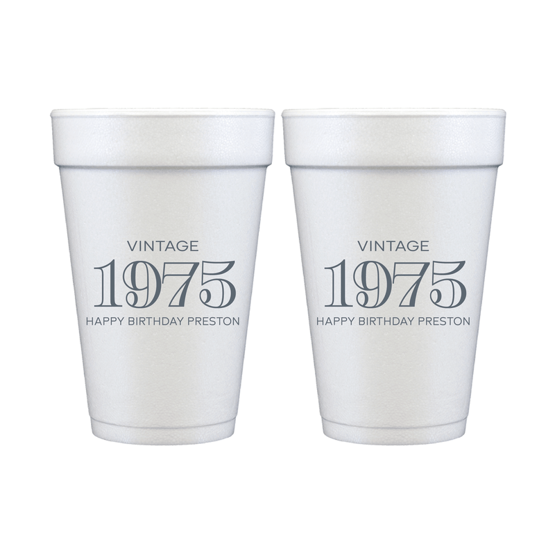 Vintage Birthday Foam Cups