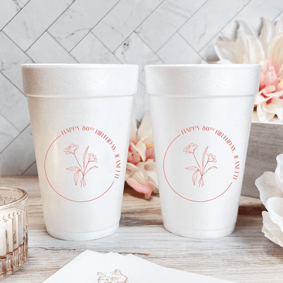Elegant Floral Birthday Foam Cups