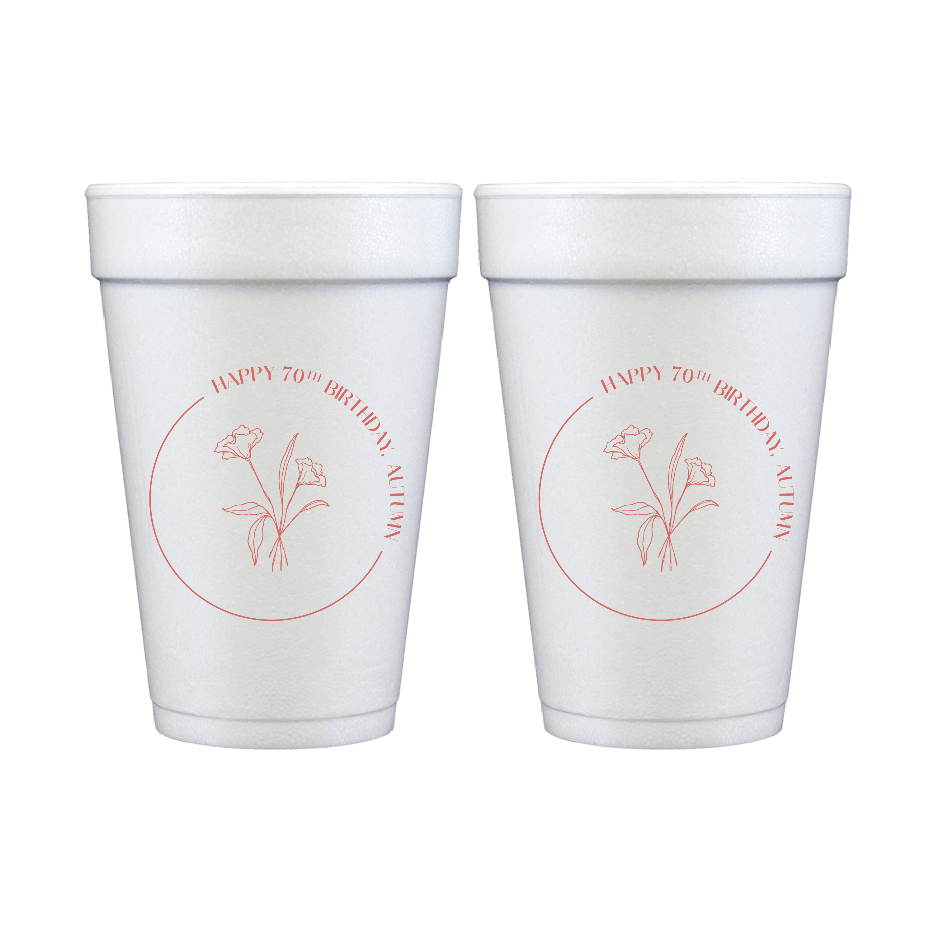 Elegant Floral Birthday Foam Cups