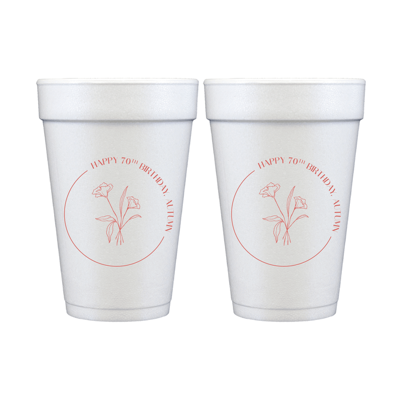 Elegant Floral Birthday Foam Cups