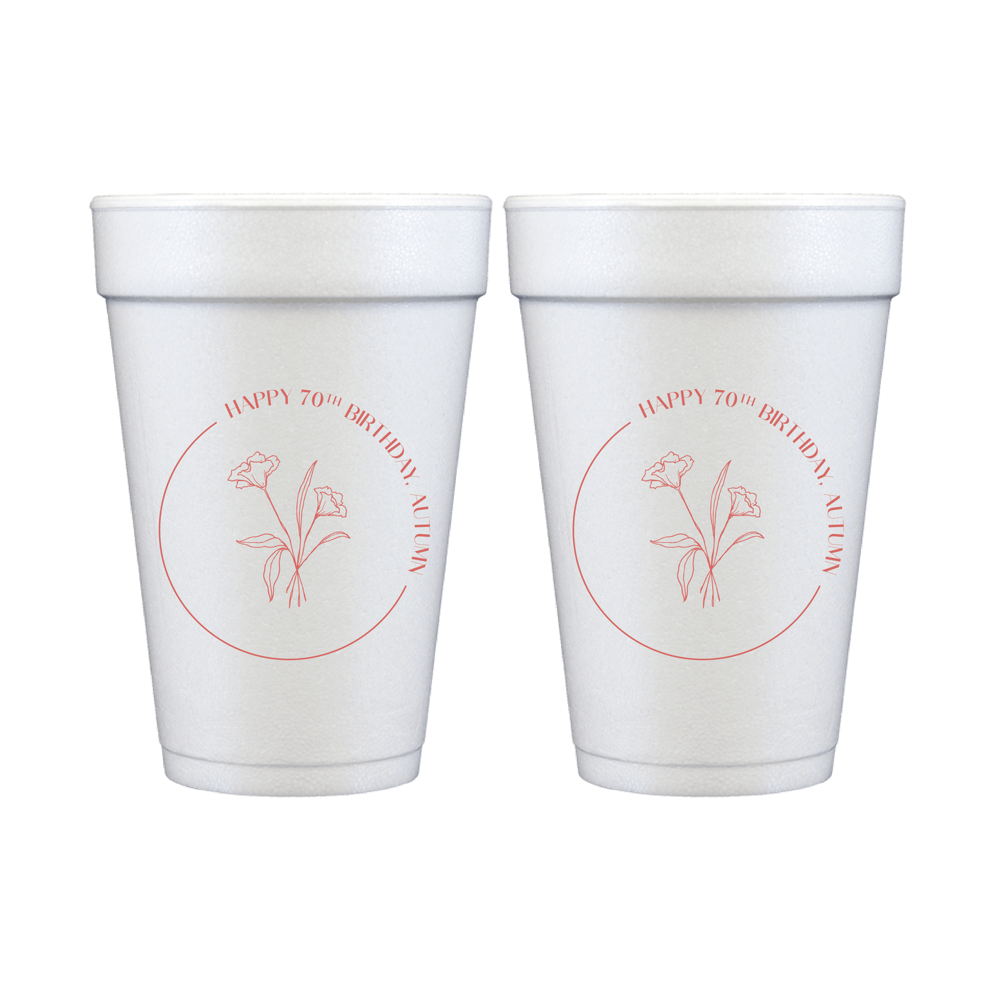 Elegant Floral Birthday Foam Cups