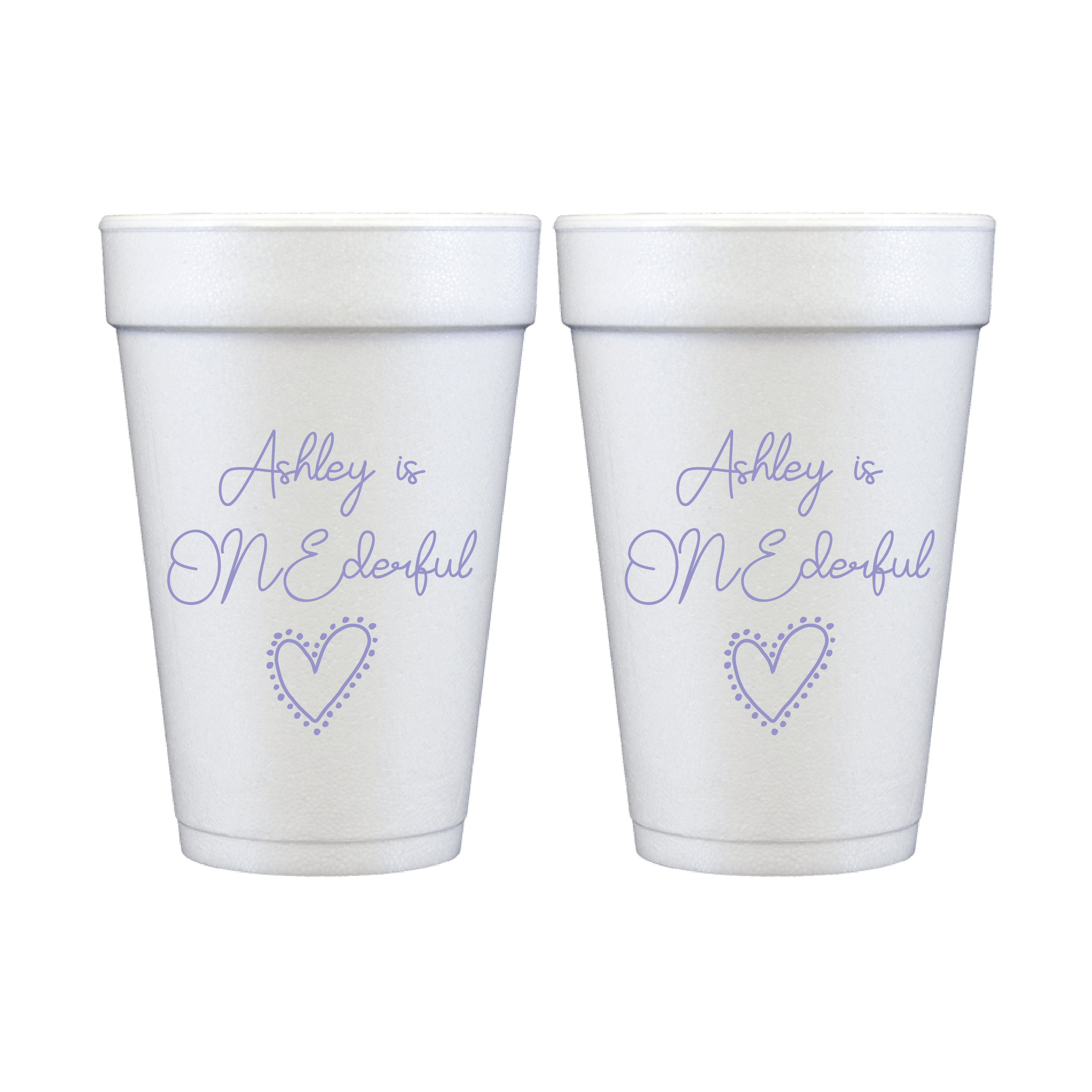 Ms ONEderful Heart Birthday Foam Cups
