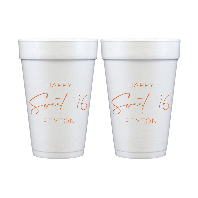 Happy Sweet 16 Birthday Foam Cups
