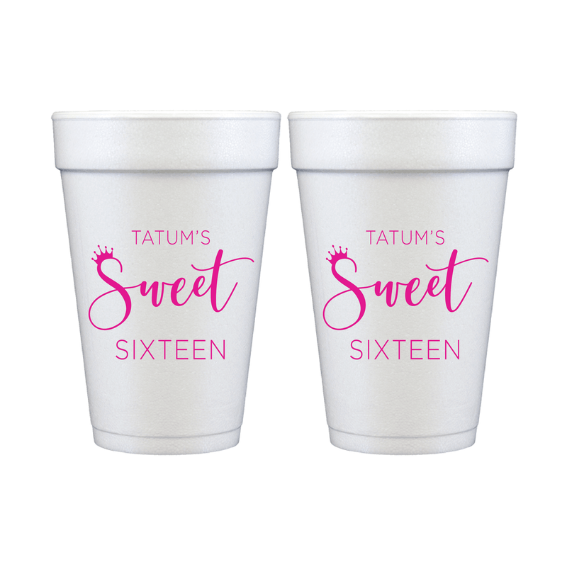 Royal Sweet Sixteen Birthday Foam Cups
