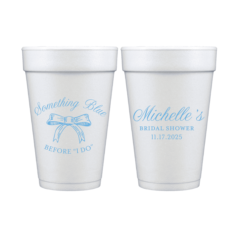 Something Blue Personalized Bridal Shower Foam Cups - Cup - Foam
