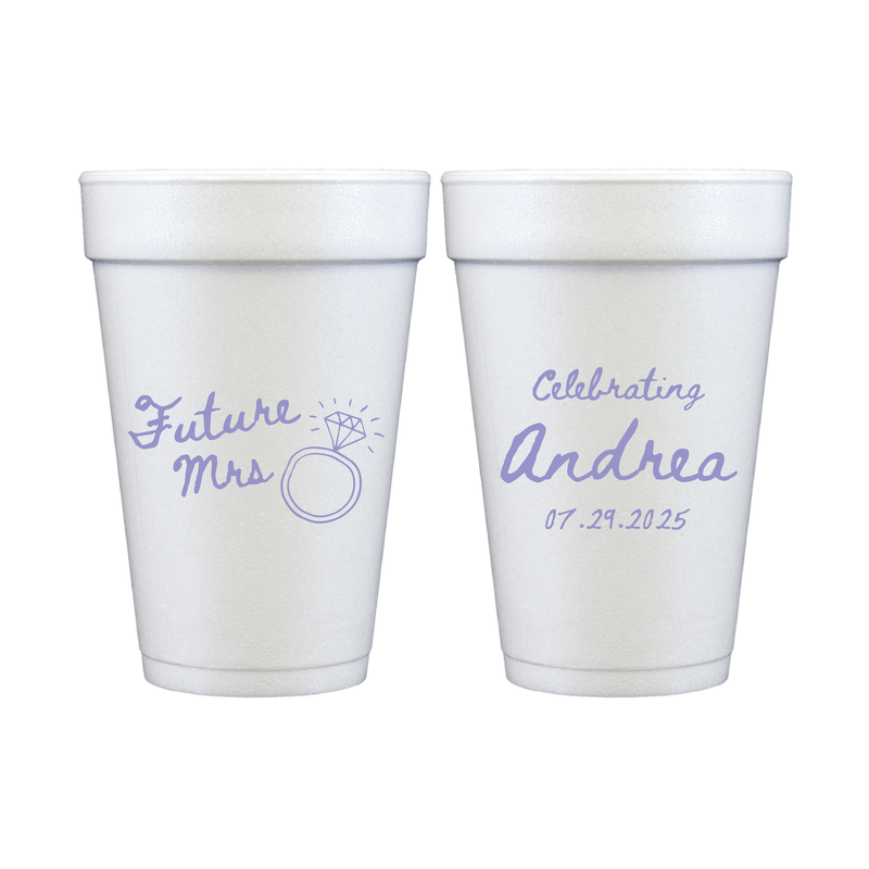 Future Mrs With Ring Bridal Shower Foam Cups - Cup - Foam