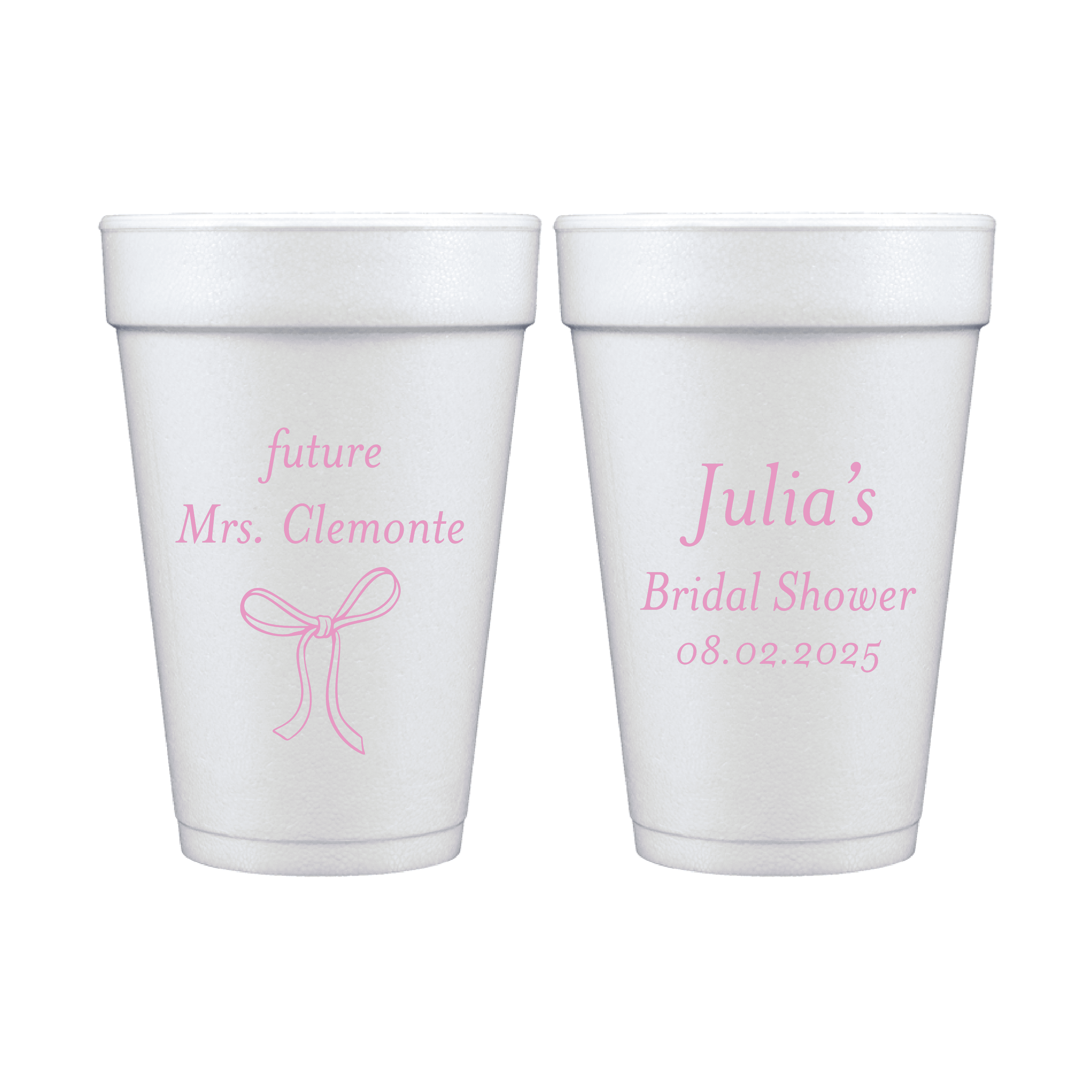 Elegant Bow Personalized Bridal Shower Foam Cups - Cup - Foam