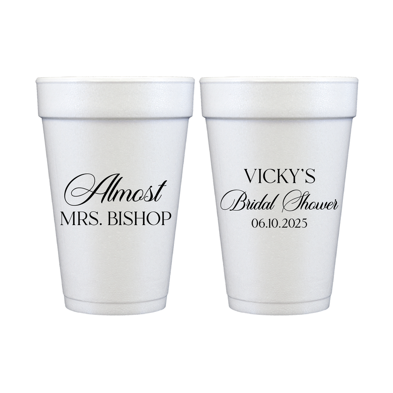 Elegant Almost Mrs Bridal Shower Foam Cups - Cup - Foam