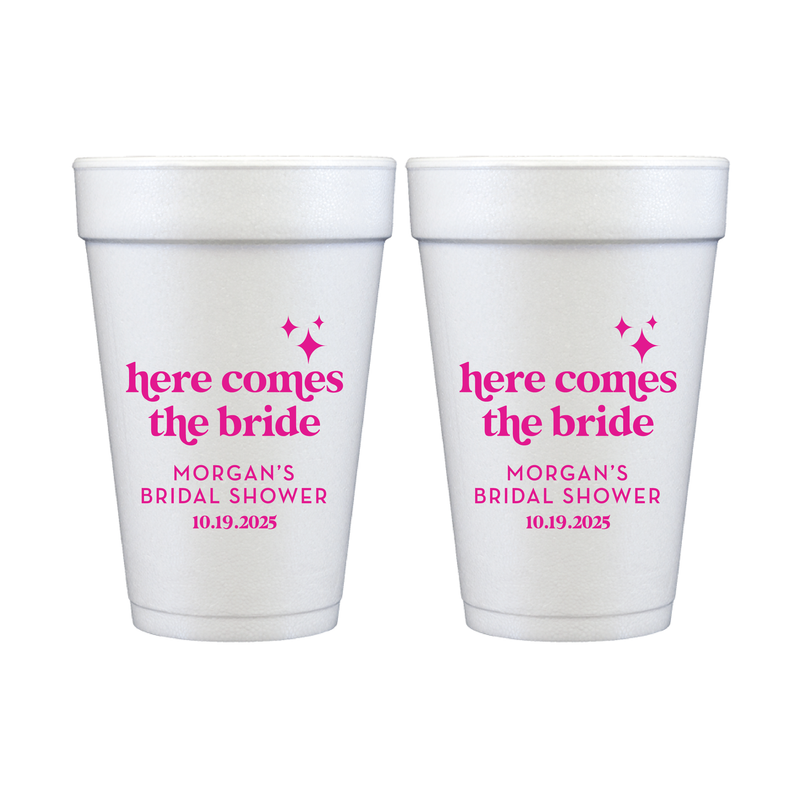 Here Comes the Bride Foam Cups - Cup - Foam