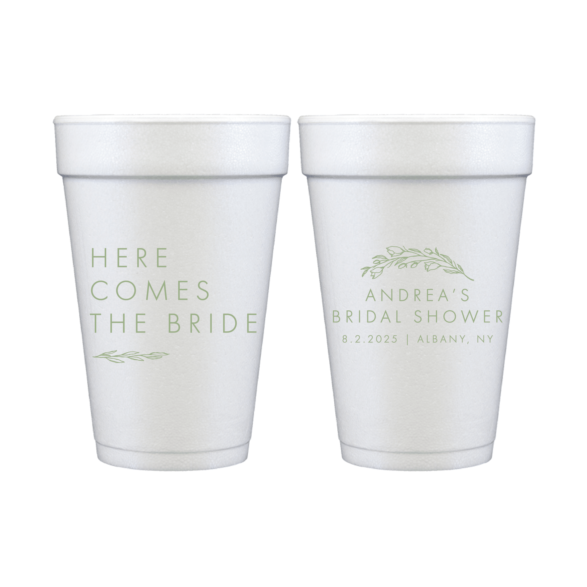 Here Comes The Bride Floral Foam Cups - Cup - Foam