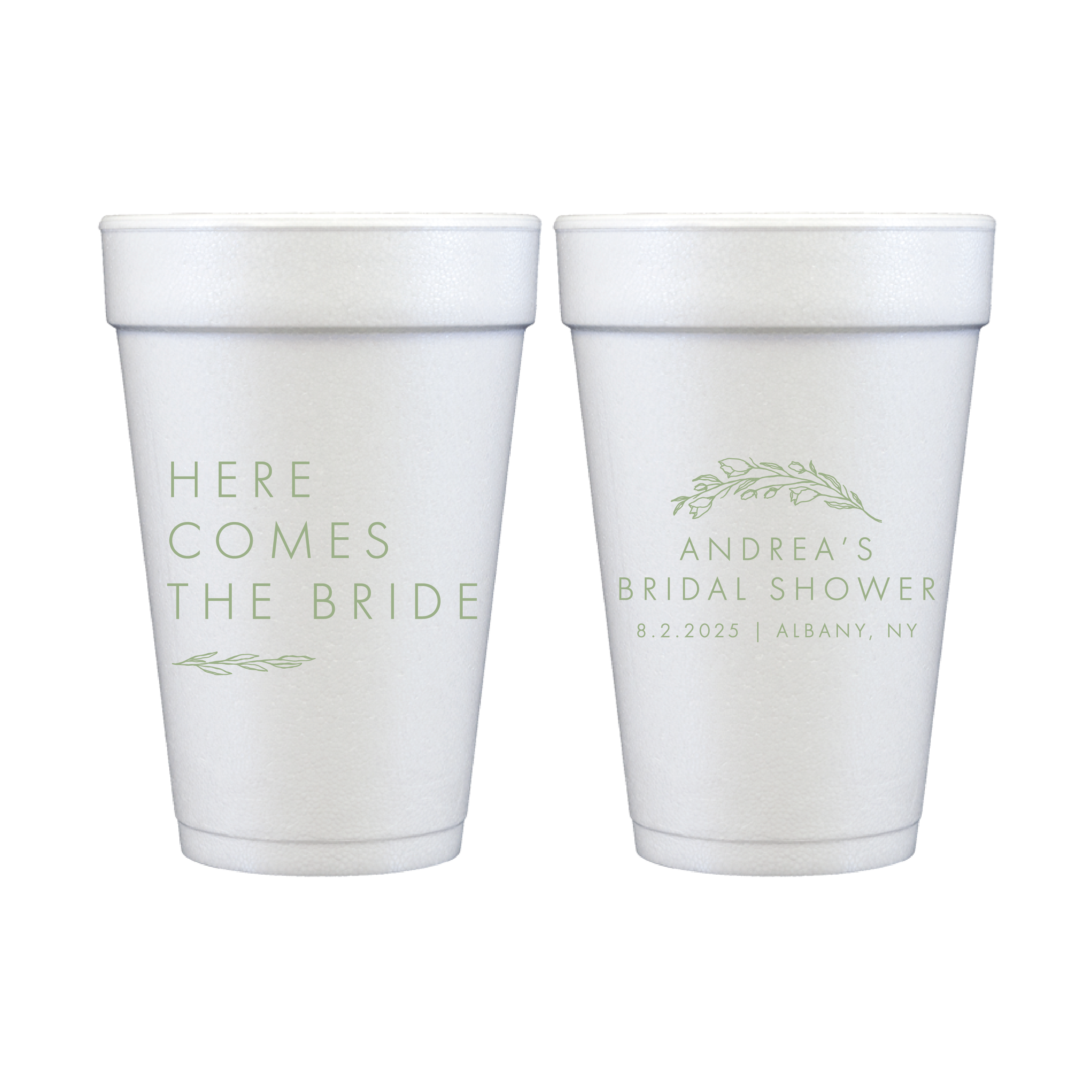 Here Comes The Bride Floral Foam Cups - Cup - Foam
