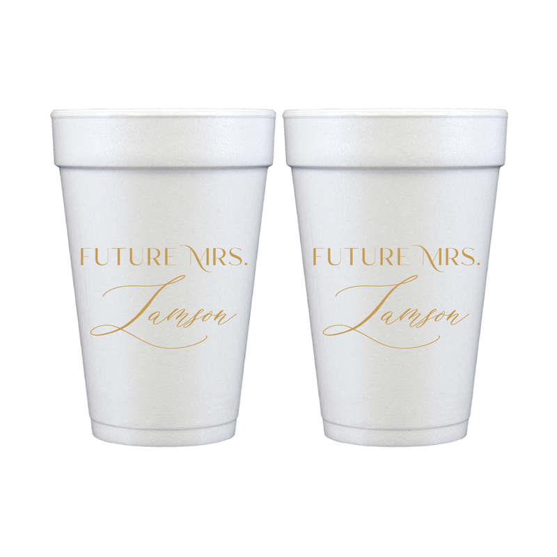 Personalized Future Mrs Bridal Shower Foam Cups - Cup - Foam