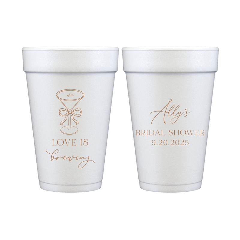 Love Is Brewing Bridal Shower Foam Cups
