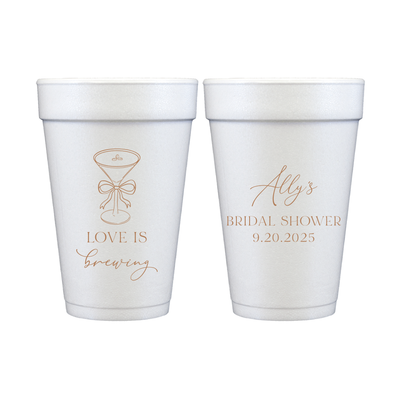 Love Is Brewing Bridal Shower Foam Cups
